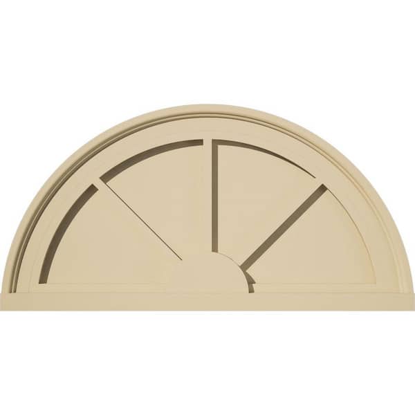 Ekena Millwork 24-in. W x 12-in. H x 2-in. P Half Round 3 Spoke Signature Urethane Pediment, Primed Tan