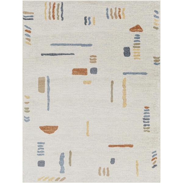 Livabliss Lillian Light Grey/Multi 5 ft. x 7 ft. Indoor Machine-Washable Area Rug