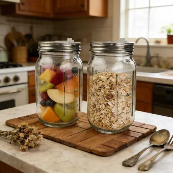 32 oz. Glass Fermentation Kit with Lids, Weights and Airlocks for Kitchen, Making and Storing Sauerkraut (2-Pack)