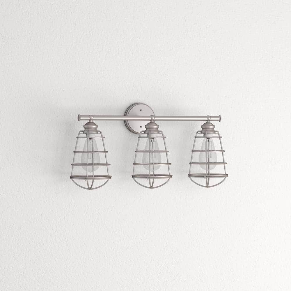 Galvanized Steel Industrial 3-Light Bathroom Vanity Fixture