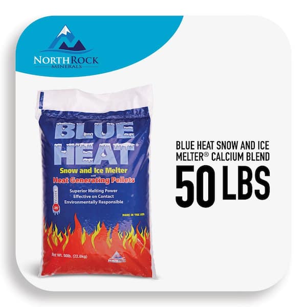 Unbranded Blue Heat 50 Lb. Calcium Blend Ice and Snow Melt + Deicer W/ Heat Generating Pellets, Works to -25°F
