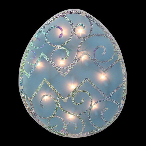 Northlight 12 in. Lighted Blue Easter Egg Window Silhouette Decoration