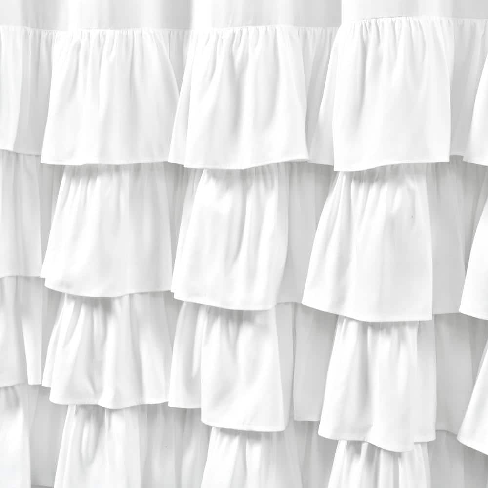 Elegant White Ruffled Polyester Shower Curtain 72" x 72"