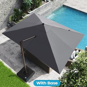 13 ft. x 10 ft. Rectangular Cantilever Patio Umbrella in Dark Gray with 220 lbs. Base Stand