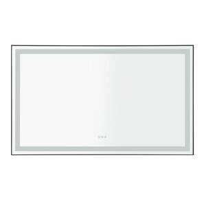 60 in. W x 36 in. H Large Rectangular Metal Framed Dimmable AntiFog Wall Mount LED Light Bathroom Vanity Mirror in Black