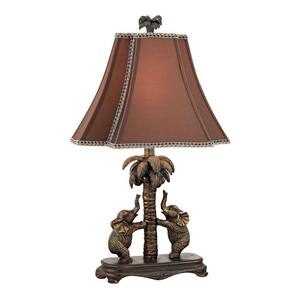 Adamslane 24 in. Bronze Elephant Table Lamp