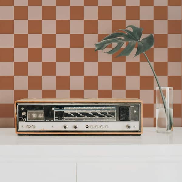 Retro Blush Checkmate Vinyl Peel and Stick Wallpaper Roll (Covers 28 sq. ft.)