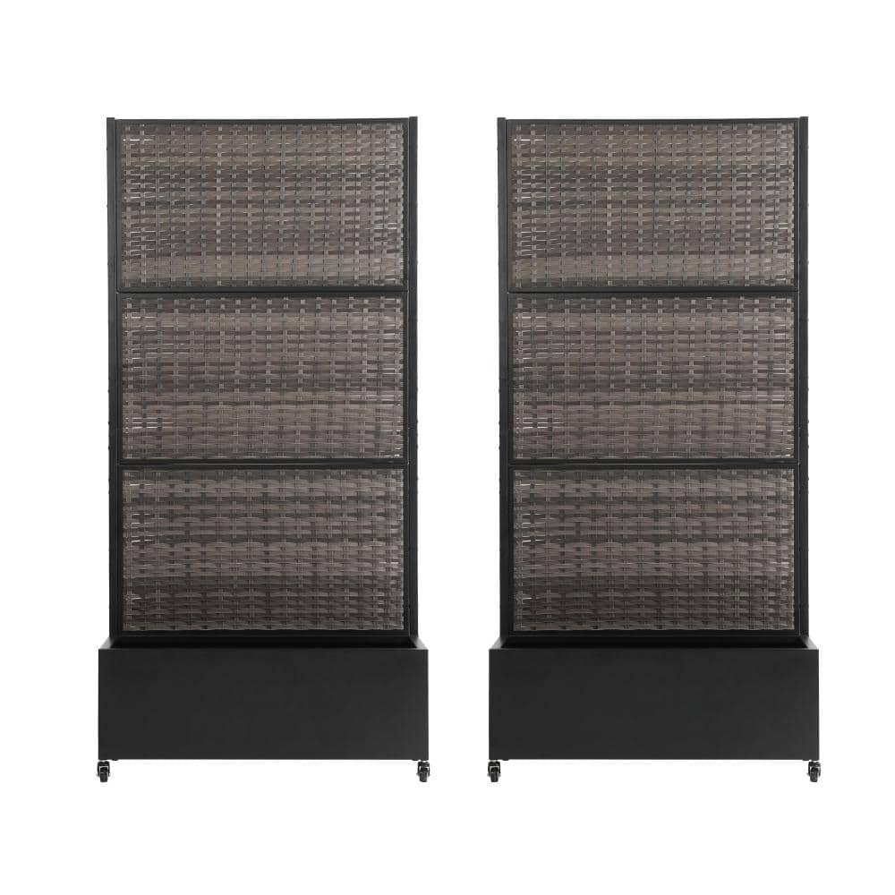 70.8 in. H × 35.4 in. W Black Privacy Metal Garden Fence Screen Panels with Planter Box and Lockable Wheels（2-Pack） price history on PriceWatchPro