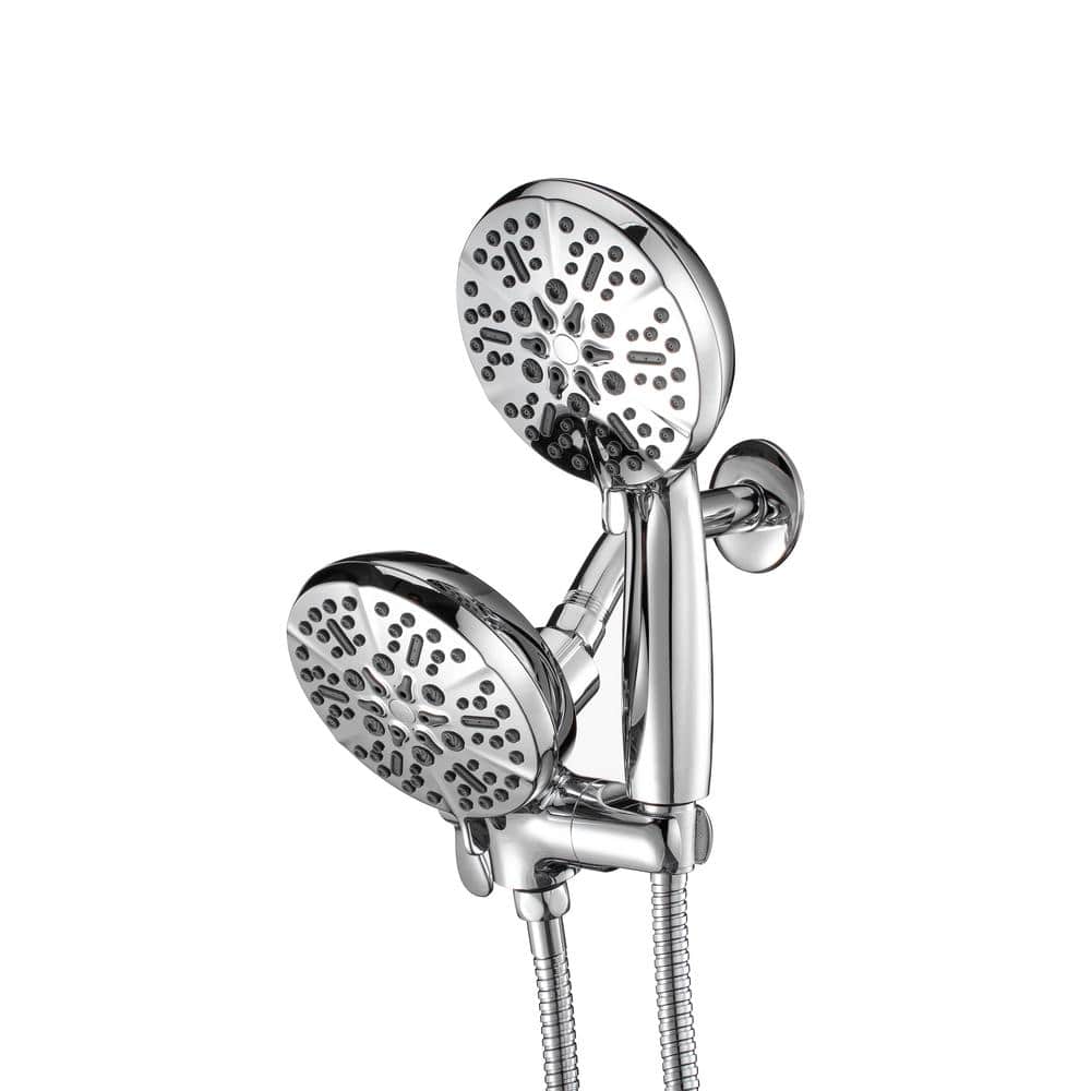 5-Spray Patterns 5 in. Wall Mount Dual Shower Heads 2-in-1 Combo with 2.5 G