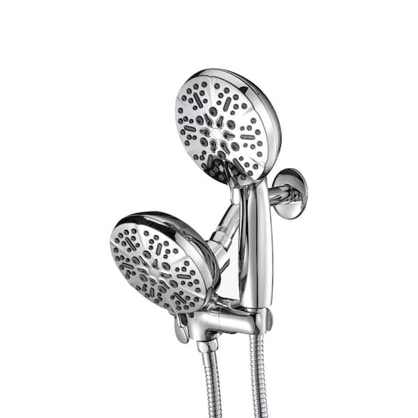 Boyel Living 5-Spray Patterns 5 in. Wall Mount Dual Shower Heads 2-in-1 Combo with 2.5 GPM and Handheld Shower Head in Chrome