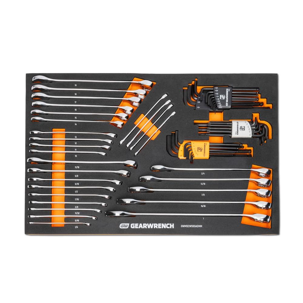 6 Point Combination SAE/MM Wrench and SAE/MM/Torx Ball End Hex Key Set with EVA Foam Storage Tray (59-Piece) price history on PriceWatchPro