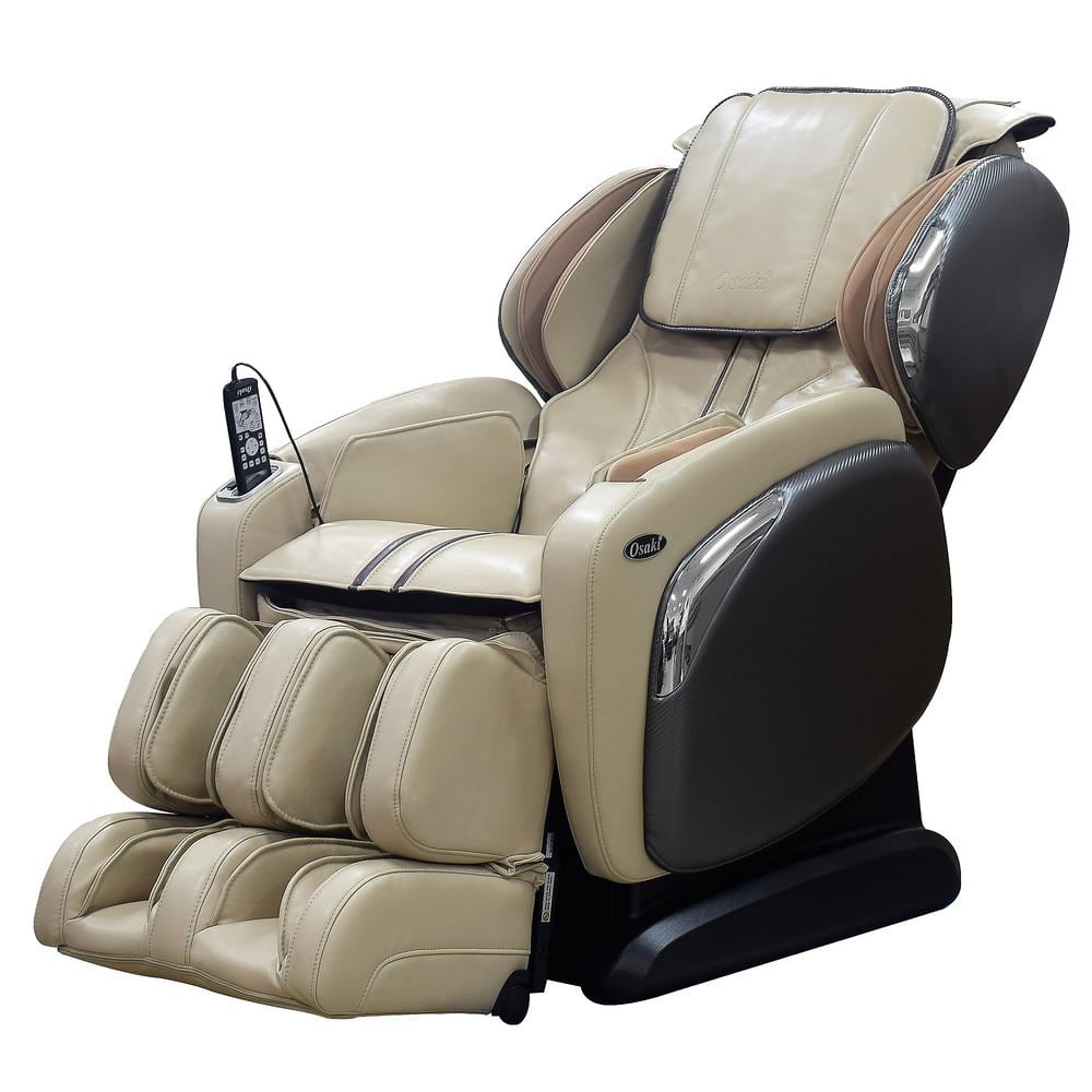 Titan Osaki Ivory Faux Leather, Osaki Brown Faux Leather Reclining Massage Chair By Titan