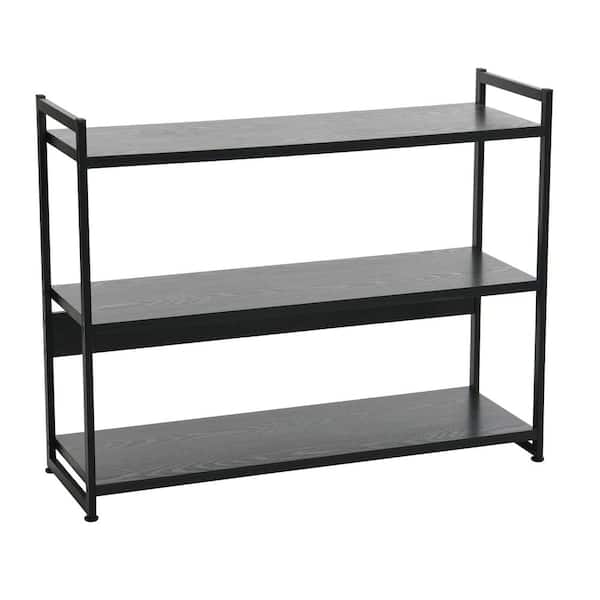 Jamestown 3-Tiers Metal Household Shelving Unit in Black Oak 14 in. W x 15.75 in. H x 14 in. D