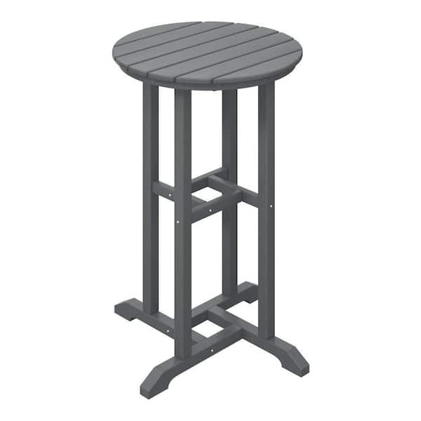 Laguna 24 in. Round Outdoor Dining HDPE Plastic Counter Height Bistro Table in Gray