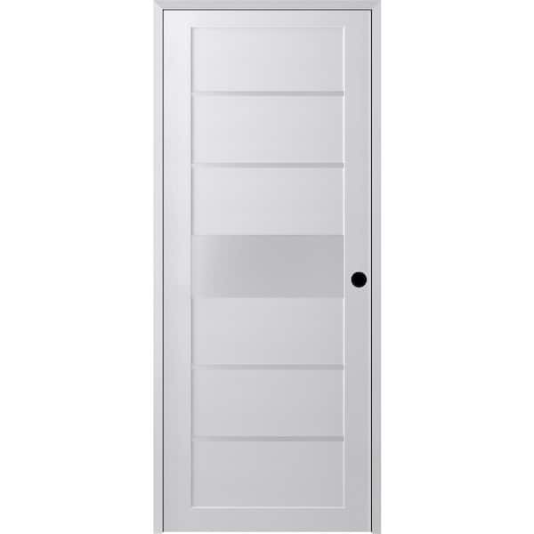 Belldinni Siah 18 in. x 80 in. Left-Hand 5-Lite Frosted Glass Solid Core Bianco Noble Composite Single Prehung Interior Door