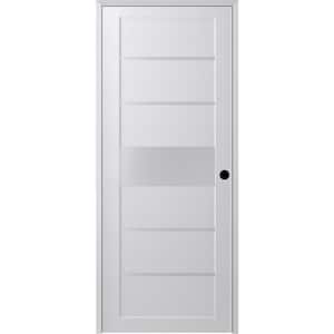Siah 28 in. x 80 in. Left-Hand 5-Lite Frosted Glass Solid Core Bianco Noble Composite Single Prehung Interior Door