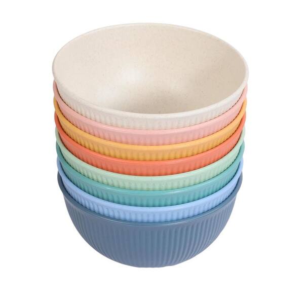 Anqtovp 24oz Multi Color Wheat Straw Fiber Bowls Unbreakable