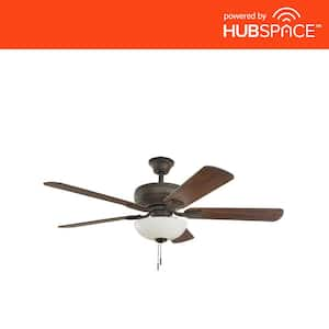 Rothley II 52 in. Indoor LED Bronze Ceiling Fan with Light Kit, Downrod, Reversible Motor and Reversible Blades