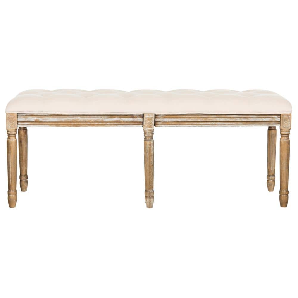 Rocha 47'' Beige and Brown Tufted Wood Storage Bench
