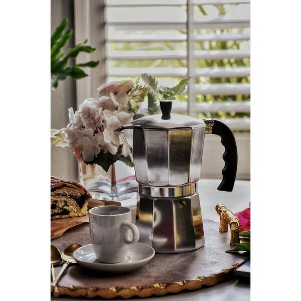 JUSTHERE 6-Cup Stainless Steel Moka Pot - Stovetop Espresso Maker With Heat-Resistant Handle