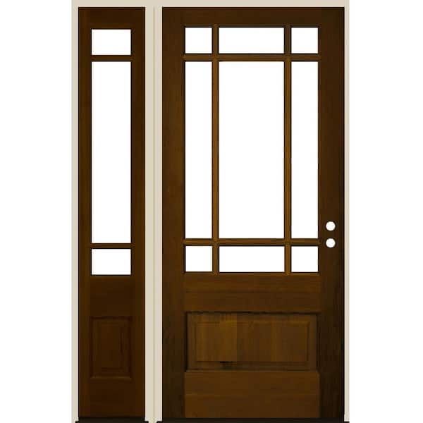 Krosswood Doors 36 in. x 80 in. 3/4 Prairie-Lite Clear Glass Provincial Stain Left Hand Hemlock Prehung Front Door w/ LSL