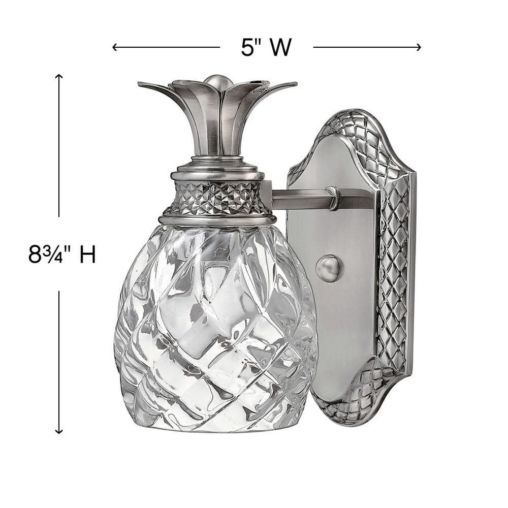 Elegant Pineapple Outdoor Nickel Wall Light with Clear Optic Glass
