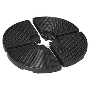 4-Piece Wicker-like 13.86 lb. Plastic Patio Umbrella Base in Black for All-Weather, 150lb Sand or 115lb Water Filled