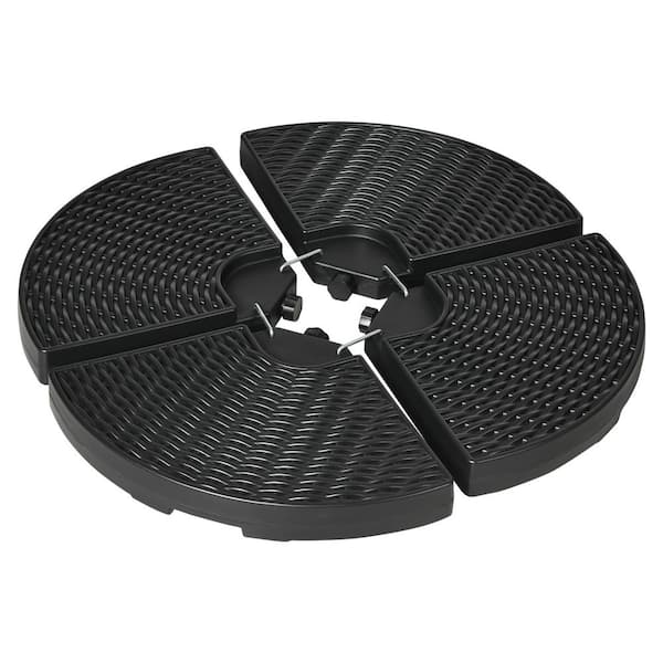 4-Piece Wicker-like 13.86 lb. Plastic Patio Umbrella Base in Black for All-Weather, 150lb Sand or 115lb Water Filled