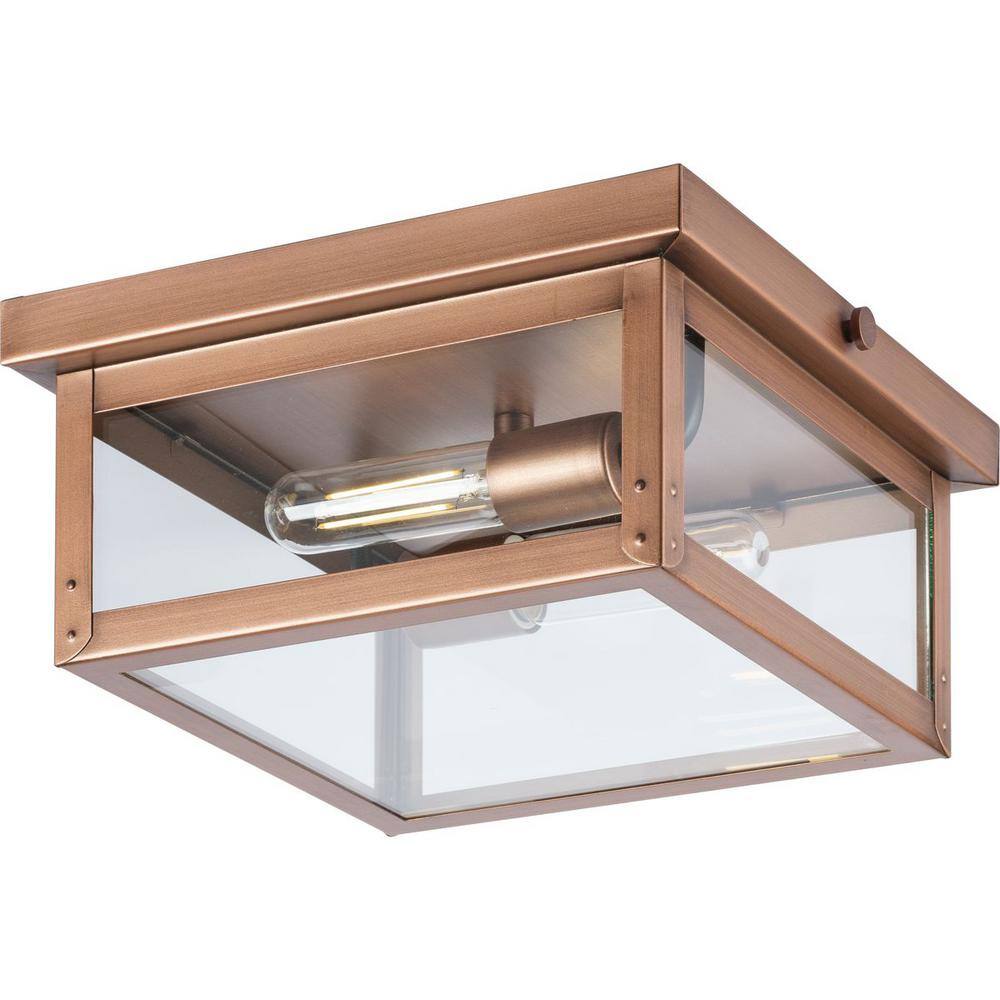 Union Square Antique Copper Glass Outdoor Ceiling Light