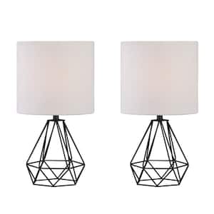 Detroit 20 .5 in. Black Table Lamp with with White Shade (Set of 2)