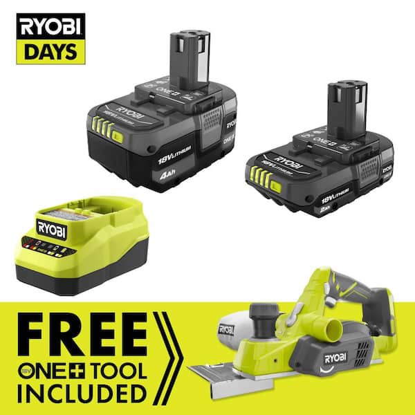 ONE+ 18V Cordless 3-1/4 in. Planer Kit with (1) 2.0 Ah Battery, (1) 4.0 Ah Battery, and Charger