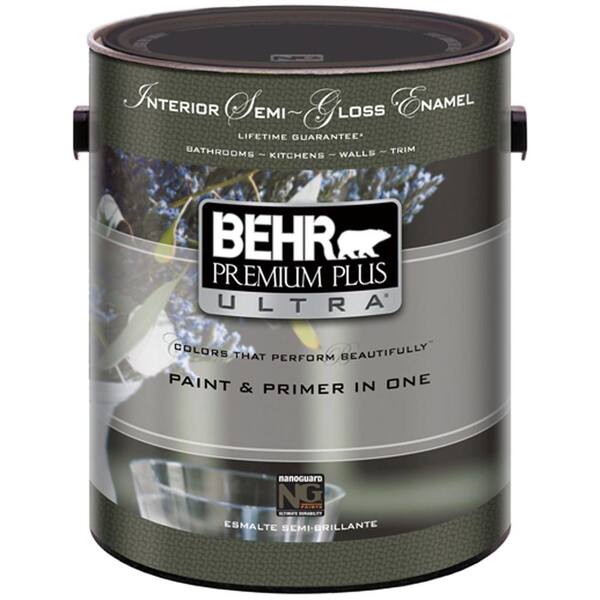 BEHR Premium Plus Ultra 1-gal. #UL3752 Ultra White Semi-Gloss Interior Paint-DISCONTINUED