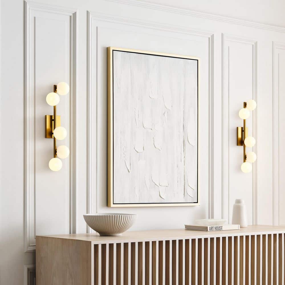 Altair 24 in. 5-Light Burnished Brass Bathroom Vanity Light with Milk Glass Shades price history on PriceWatchPro