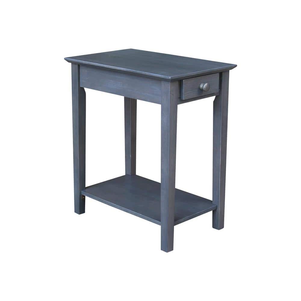 Ocean Blue Traditional Elegant Solid Parawood End Table with Storage