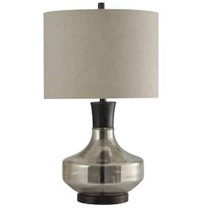 29 in. Mercury Glass Table Lamp with Taupe Hardback Fabric Shade