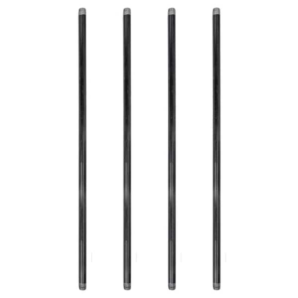 PIPE DECOR 1/2 in. x 30 in. Black Industrial Steel Grey Plumbing Pipe (4-Pack)