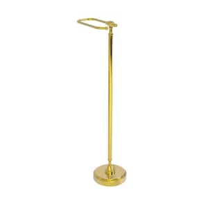 Retro Wave Collection Free Standing Toilet Tissue Holder in Polished Brass