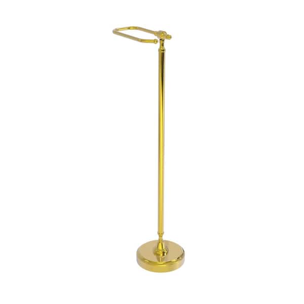 Allied Brass Retro Wave Collection Free Standing Toilet Tissue Holder in Polished Brass