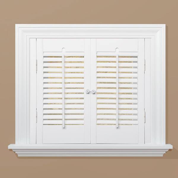 HOME basics Snow 1-1/4 in. Traditional Real Wood Interior Shutter 23 to 25 in. W x 28 in. L