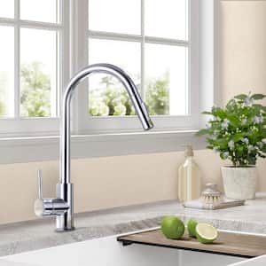 Stylish Single Handle Pull Out Sprayer Kitchen Faucet in Chrome