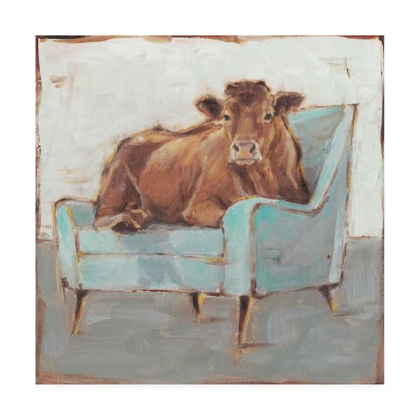 Trademark Fine Art 18 in. x 18 in. Moo-ving In IV by Ethan Harper Floater Frame Animal Wall Art