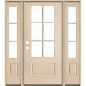 UINTAH Farmhouse 64 in. x 80 in. 6-Lite Right-Hand/Inswing Clear Glass Unfinished Fiberglass Prehung Front Door with DSL