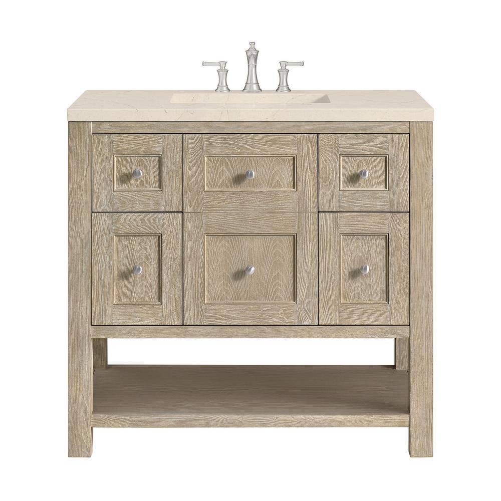 Breckenridge 36.0 in. W x 23.5 in. D x 34.18 in. H Single Bathroom Vanity Whitewashed Oak and Eternal Marfil Quartz Top