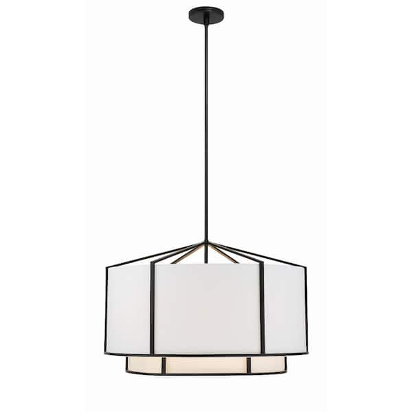 Carlyn 6-Light Black Chandelier with Silk Shade