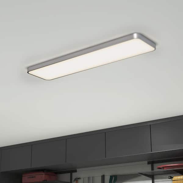 Europa 48 in. 1-Light Silver 5CCT LED Flush Mount Panel Light