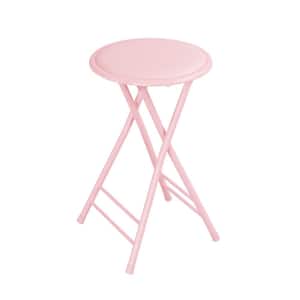 Pink Metal Frame Padded Seat Folding Chair