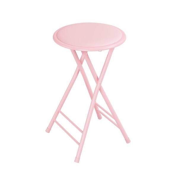 Trademark Home Pink Metal Frame Padded Seat Folding Chair