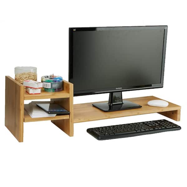 Computer Monitor Stand Desk Table 2 Tier Shelf Laptop Riser LCD TV Desktop Rack 