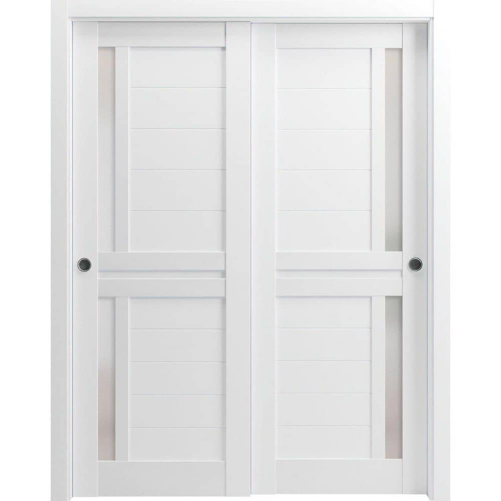 Assembly Required 72 in. x 80 in. 2 Panel White Finished Solid Wood Sliding Door with Hardware price history on PriceWatchPro