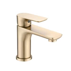 SARA Single-Handle Single-Hole Bathroom Lavatory Basin Sink Faucet with Spot Resistant in Brushed Gold